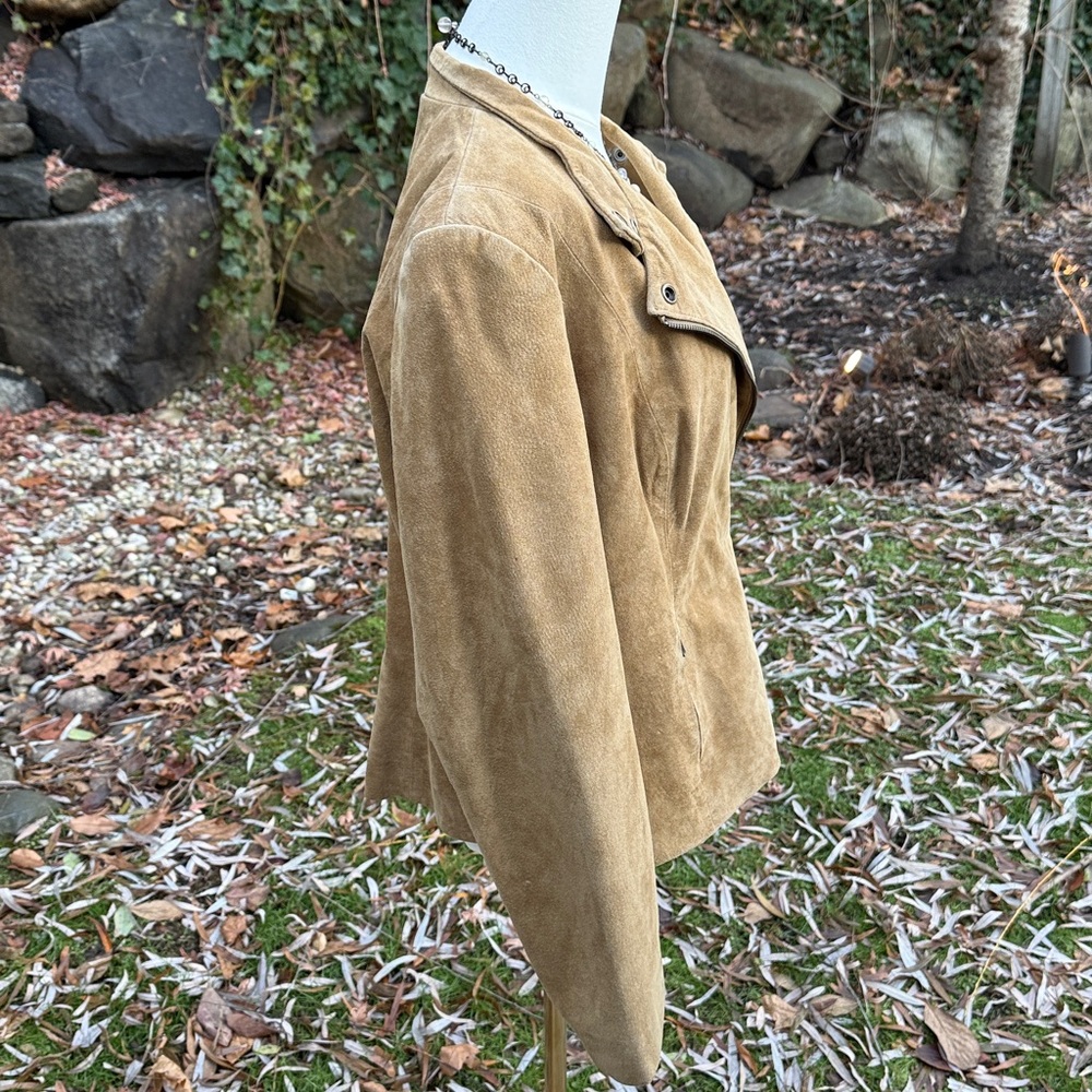 ALFANI π― LEATHER SUEDE CLASSIC JACKET -L PETITE π€©π₯ - Picture 7 of 9